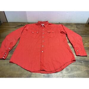 VTG 70s Rockmount Ranchwear Western Shirt Mens M Red Pearl Snap Sawtooth Cowboy